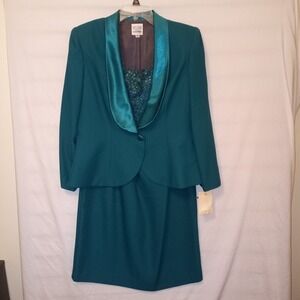 Nah Nah Collection 14P Green Jacket Dress Sequins Satin Evening NWT C2